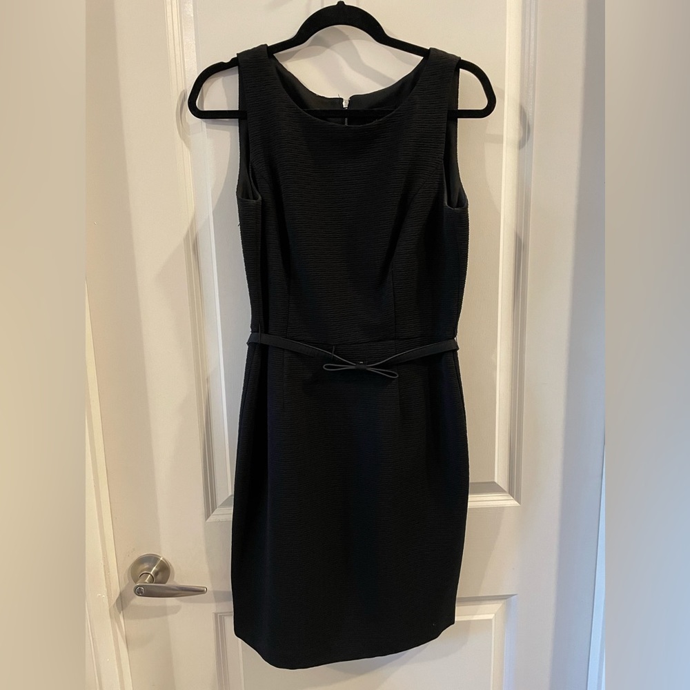 Black sleeveless work dress